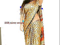Telugu aunty saree satin saree  dealings sheet attaching 1 4